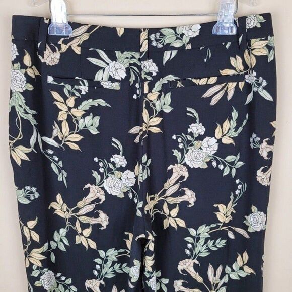 Lands' End Size 14 Floral Black Wide Leg Ankle Pants - Picture 4 of 12